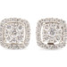 0.50 ctw Round Cut Diamond Double Halo Cluster 10KT White Gold Stud Earrings 