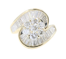 3.20 ctw Round Diamond Swirl 14K Yellow Gold Women's Estate Engagement Ring 8.4g