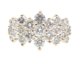 Magic Glo 3.00 Ctw Round Diamond 14KT Yellow Gold Pyramid Cluster Statement Ring