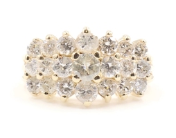 1.74 cttw Round Diamond Women's 14KT Yellow Gold Anniversary Estate Ring 4.6g 