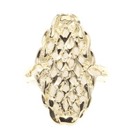 10KT Yellow Gold Elongated Diamond Cut Oval Women's Statement Ring by TOLA 4.2g 