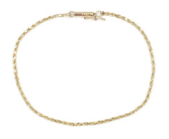Estate Classic 14KT Yellow Gold 1.4mm Wide Rope Chain Bracelet 7" Long  - 1.89g
