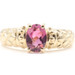 1.0 ctw Oval Cut Pink Tourmaline 14KT Yellow Gold Quilted Shank Estate Ring 3.5g