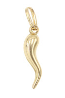 Classic 18KT Yellow Gold (750) Cornicello / Italian Horn Charm Pendant 1" - 1.2g