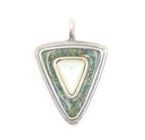 Estate Sterling Silver Moonstone Inlay Pendant Signed by Carolyn Pollack 4.49g