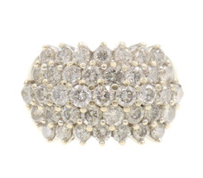 Women's 4.00 Ctw Round Cut Diamond 14KT Yellow Gold Cluster Cocktail Ring 11.49g