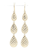 2 1/4" Tiered Pear Shaped Graduated 10K Yellow Gold Diamond Cut Dangle Earrings 