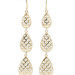 2 1/4" Tiered Pear Shaped Graduated 10K Yellow Gold Diamond Cut Dangle Earrings 