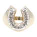 Satin-Finish 10KT Yellow & White Gold 0.27 Ctw Round Diamond Horseshoe Ring 5.7g