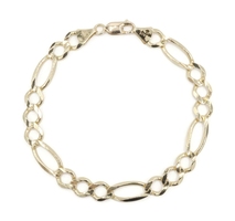 Classic Concave 10KT Yellow Gold 8.2mm Figaro Chain Bracelet 9" OR - 11.73 Grams