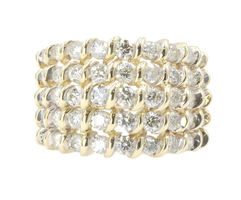 10KT Yellow Gold 1.85 ctw Round Diamond 5 Row Multi Layer Women's Estate Ring 