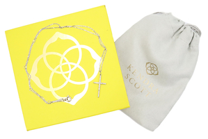 Kendra Scott Large Cross 14KT White Gold 0.16 ctw Round Diamond Pendant Necklace