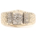 Retro-Style 0.16 Ctw Single Cut Diamond Cluster 10KT Yellow Gold Nugget Ring 4g
