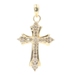 Estate 10KT Yellow Gold 0.30 ctw Round Diamond 1.1" Women's Cross Pendant 2.49g