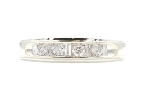 0.80 ctw Round and Baguette Diamond 6.1mm Wide 14KT White Gold Channel Band Ring