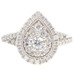 Estate 1.27 Ctw Round Diamond Pear Cluster Halo 10KT White Gold Engagement Ring