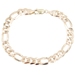 Heavy 10KT Yellow Gold 9.4mm Wide Semi-Hollow 9 3/4" Italy Figaro Bracelet 22.1g
