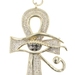 Egyptian Ankh 0.55 Ctw Black & White Diamond 10KT Gold Eye of Horus Pendant 1.7"