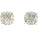 1.70 ctw Round Diamond Double Halo Cluster 10KT Yellow Gold Stud Earrings 3.1g