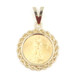 1992 Liberty 1/10 oz Fine Gold Coin in 14KT Yellow Gold Rope Bezel Pendant 32mm