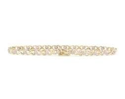 Women's 0.48 Ctw Round Diamond 10KT Two-Tone Gold XOXO Tennis Bracelet 7.5" 5.2g
