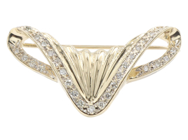 Estate 14KT Yellow Gold Women's Unique 0.50 ctw Round Diamond Brooch - 5.4g 