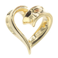 Ribbon-Style 10KT Yellow Gold Open Heart Slide Necklace Pendant 32mm - 1.71g
