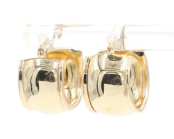 Classic 14KT Yellow Gold Wide Small Huggie 4.2mm Women's Hoop Earrings - 1.88g