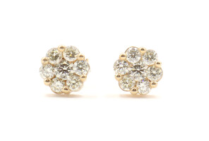 0.50 ctw Round Diamond Flower Cluster 10KT Yellow Gold Screw Back Stud Earrings 
