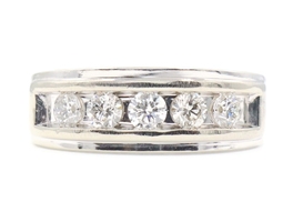 Men's 1.25 ctw Round Cut Diamond 10KT White Gold Channel Wedding Band Ring 8.38g