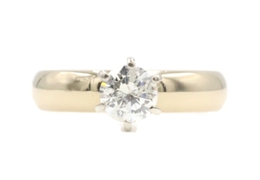 Women's Solitaire 0.55 Ct Round Diamond 10KT Yellow Gold Engagement Ring 3.92g