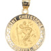 Matte-Finish 14KT Yellow Gold "St. Christopher Protect Us" Medal Pendant 1" 1.4g