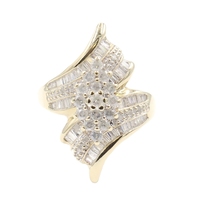 10KT Yellow Gold 1.55 ctw Round & Baguette Diamond Cluster Bypass Women's Ring