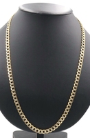 Diamond Cut 14KT Yellow Gold 6.6mm Estate Curb Link Necklace 26" - 22.46 Grams