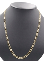 High Shine 14KT Yellow Gold Diamond Cut 5.7mm Figaro Chain Necklace 24" - 18g