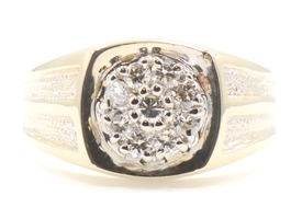Men's 10KT Yellow Gold 0.36 ctw Round Diamond Flower Cluster Ring Size 9.5 7.7g