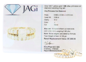 1.89 cttw Princess and Round Cut 14KT Yellow Gold Women's Wedding Ring Set