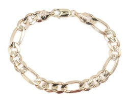 High Shine 10KT Yellow Gold 9mm Wide Classic Figaro Chain Bracelet 8.5" 17.70g
