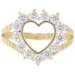 Women's 14KT Yellow Gold Open Heart Round CZ Split-Shank Cocktail Ring 3.5g