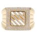 Men's Heavy 14KT Yellow Gold Round CZ Double Frame Cluster Statement Ring 10.5g