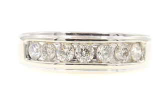 Men's 1.15 Ctw Round Cut Diamond 10KT White Gold Channel Wedding Band Ring 4.68g
