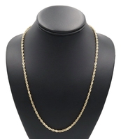 High Shine 10KT Yellow Gold 3.3mm Hollow Rope Chain Necklace 22" IGS - 4.88g