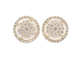 0.70 ctw Round Diamond Triple Halo Round Cluster 10KT Yellow Gold Stud Earrings