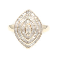 1.75 Ctw Round & Baguette Diamond 10KT Gold Marquise Cluster Cocktail Ring 4.49g