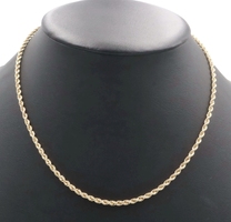 High Shine 14KT Yellow Gold 3.1mm Wide Classic Rope Chain 18.5" Necklace - 14.9g