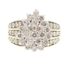 Estate 2.04 Ctw Round Diamond Pear Cluster 10KT Yellow Gold Statement Ring 8.34g