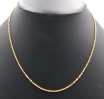 18.5" 18KT Yellow Gold High Shine 1.9mm Wide Thin Rope Chain Necklace - 2.07g