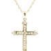 Estate 0.30 ctw Round Diamond Cross 14KT Gold Pendant on 18" 14KT Necklace 4.45g