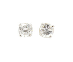 Estate Solitaire 0.44 Ctw Round Cut Diamond 14KT White Gold 4.6mm Stud Earrings