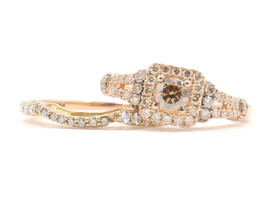 Le Vian 1.27 ctw Chocolate & Champagne Round Diamond 14KT Rose Gold Wedding Set